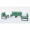 Patio Trasero Chelsea Middle Patio Chairs Black Aluminum with Cushions, Green - 4-Piece PA3039934